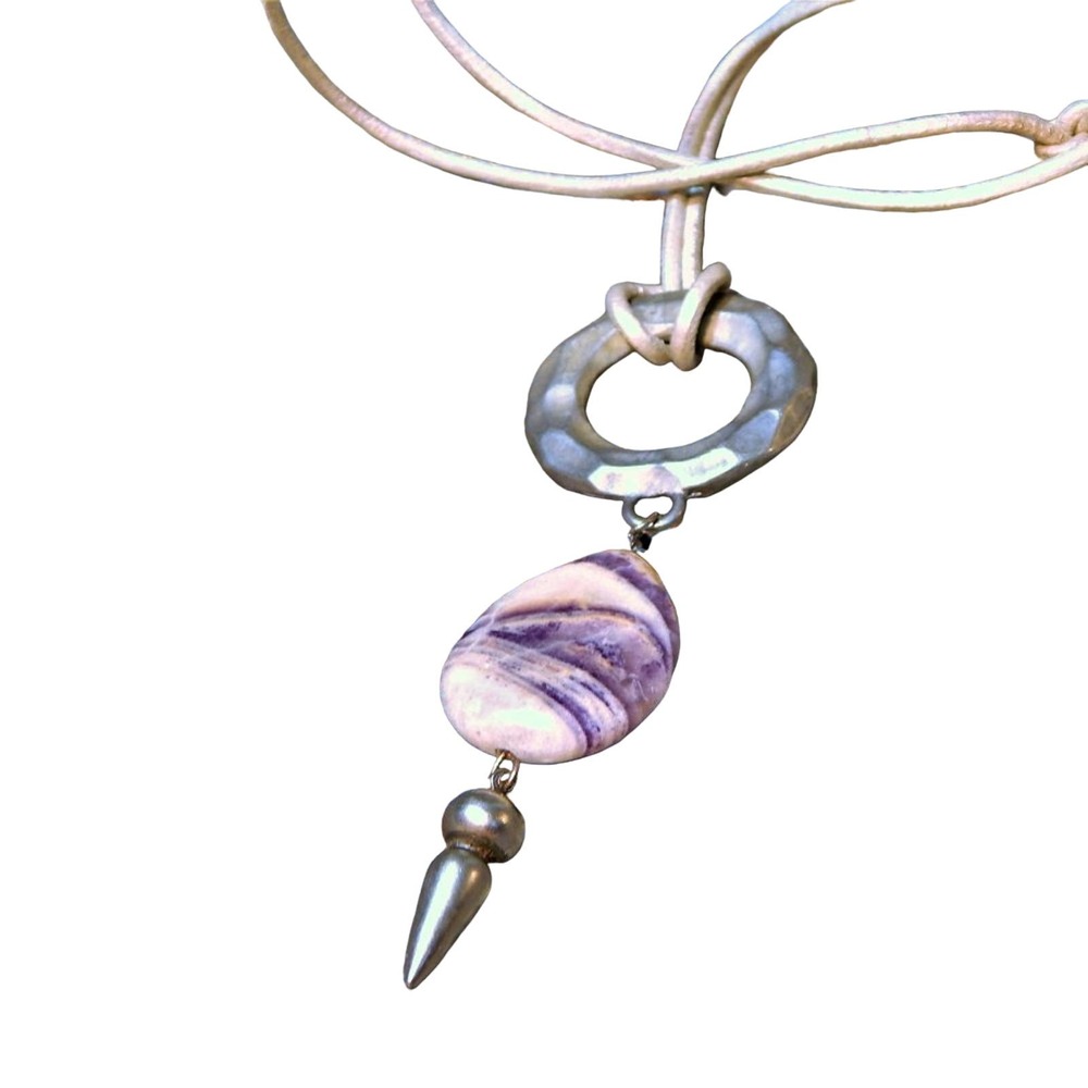 BoHo Artisan Banded Amethyst Necklace